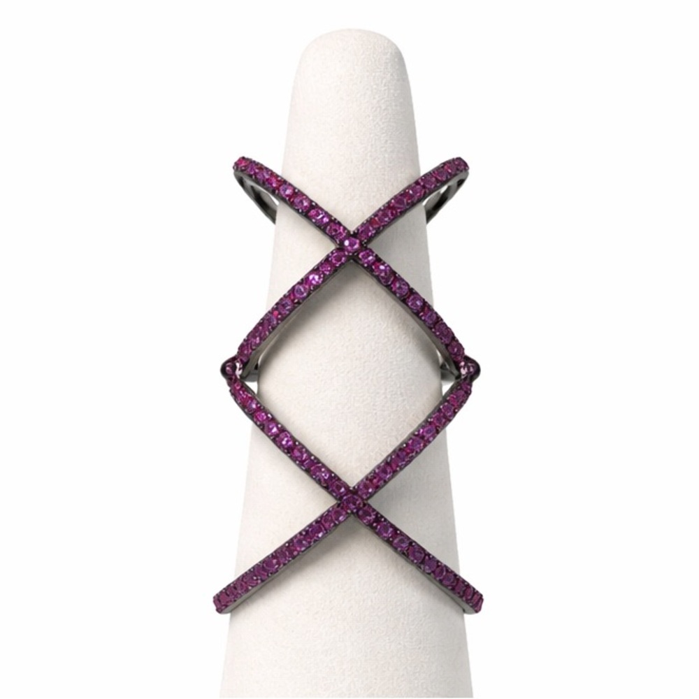nOir Etham hinge criss cross pink crystal ring NWT size 7